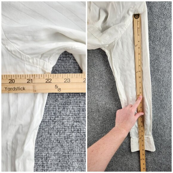 Lorenzini White Button Up Shirt Long Sleeve Hand Made Italy Cotton Bespoke 15.5 - Picture 13 of 16